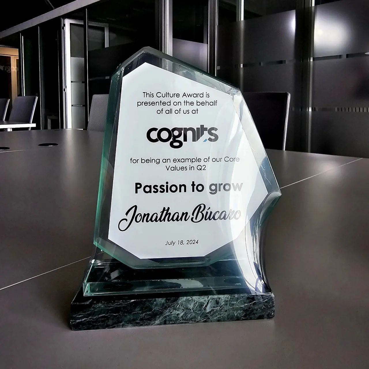 Cognits 'Passion to Grow' award
