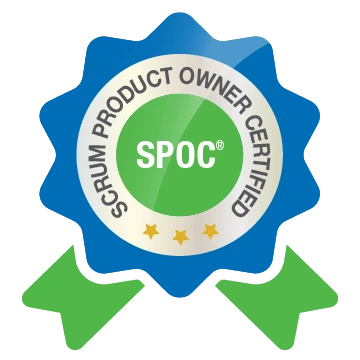 Medalla de SCRUMstudy para la certificación Scrum Product Owner Certified