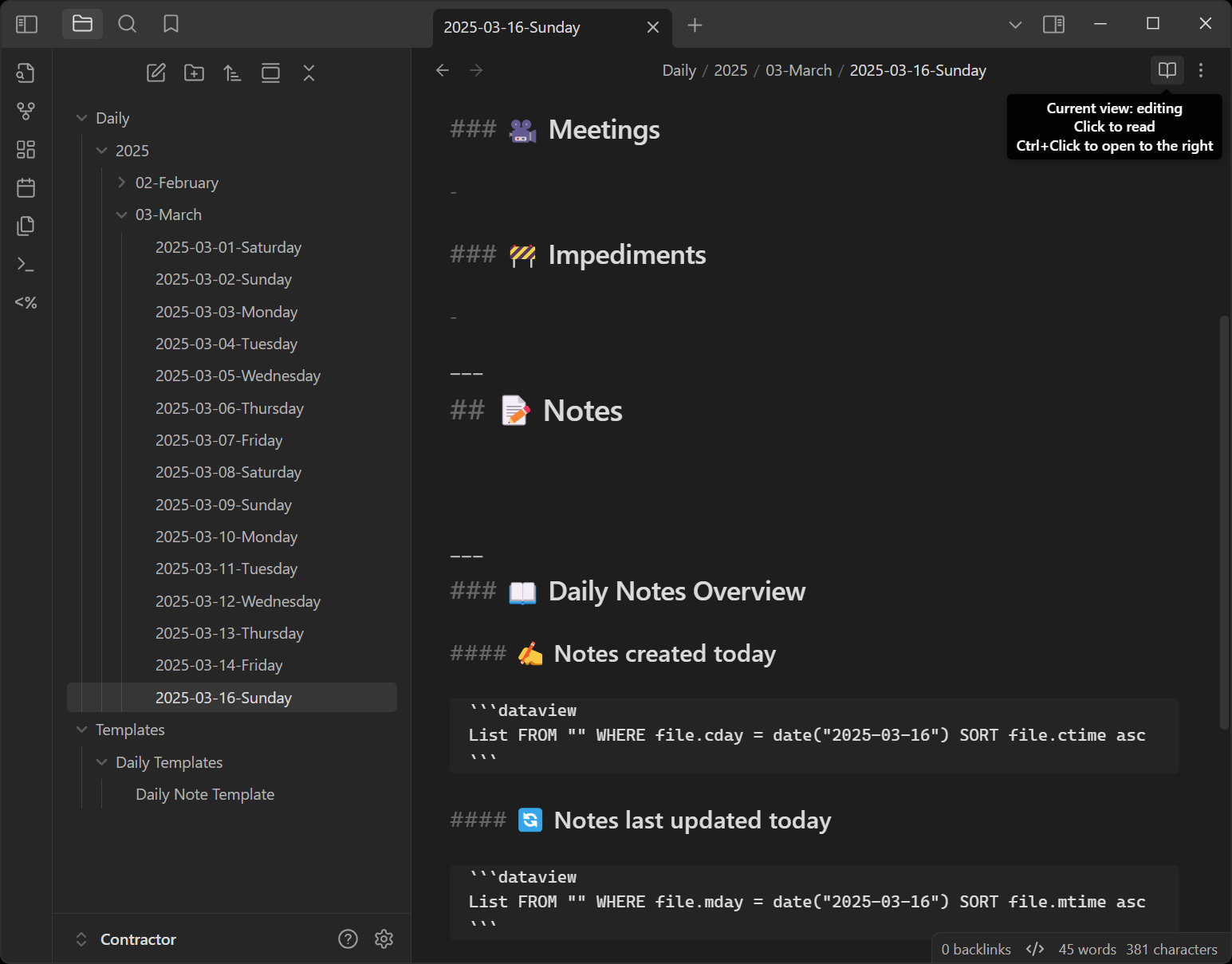 Obsidian app in source code mode.