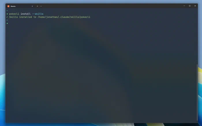 Install pokecli skills using the install command.